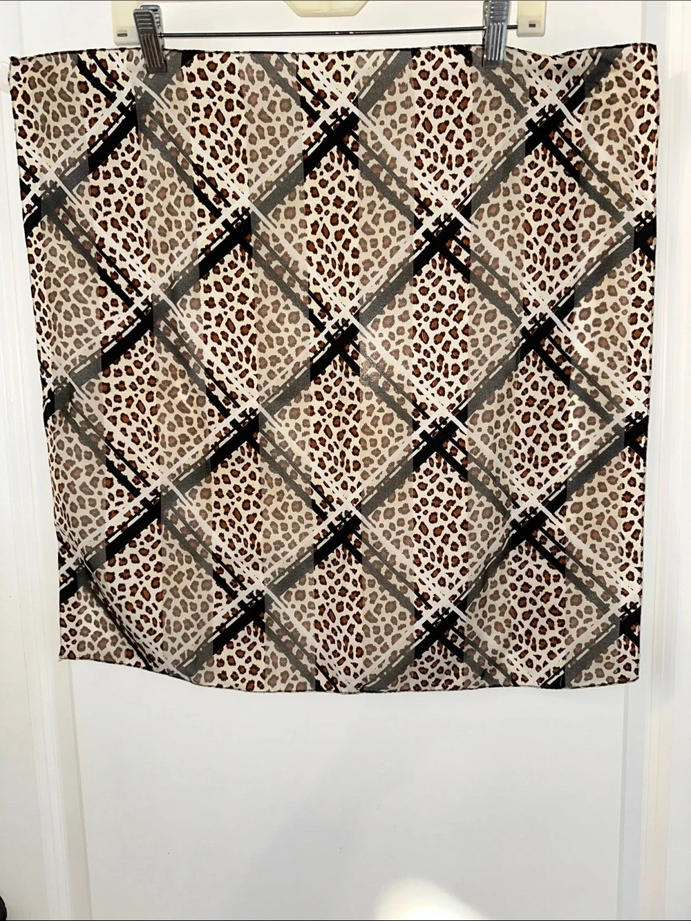 Vintage 70s Symphony Scarfs‎ Animal Print Plaid Polyester Square Scarf